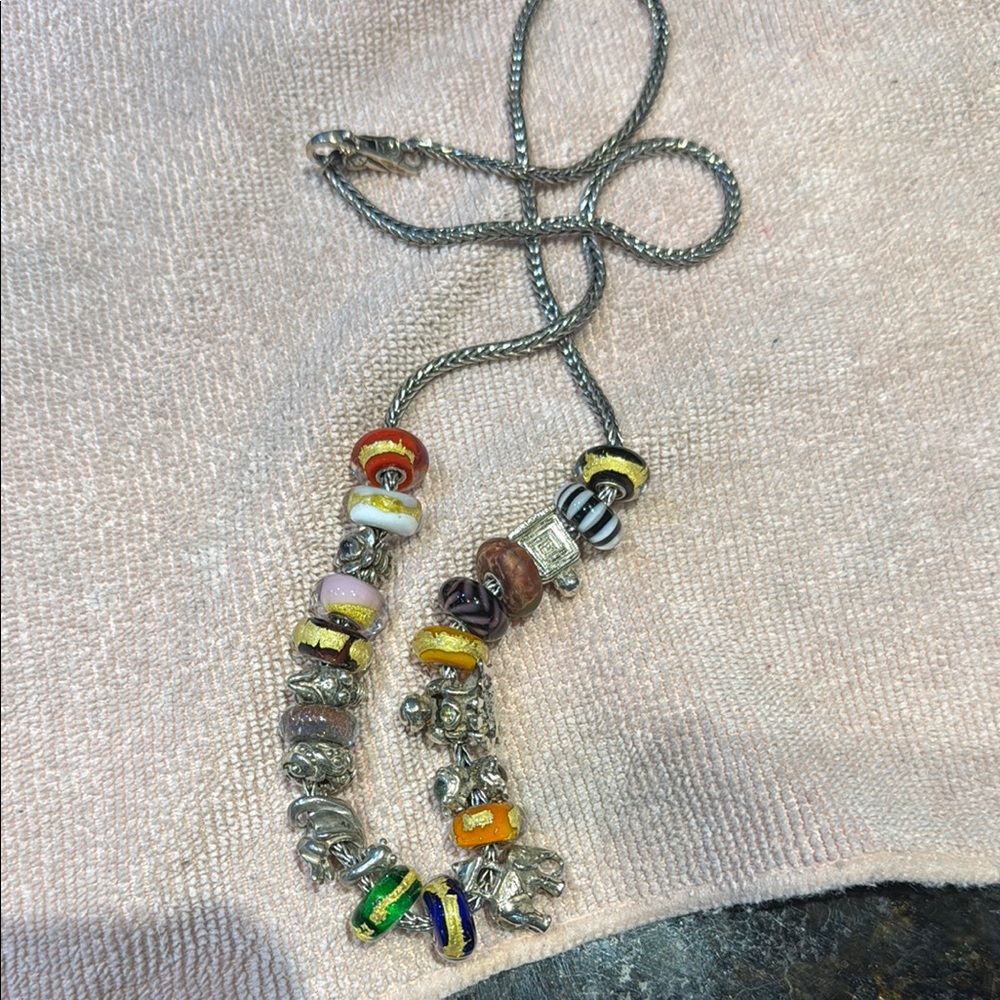Trollbeads Multicolor Beaded Necklace with Silver Chain